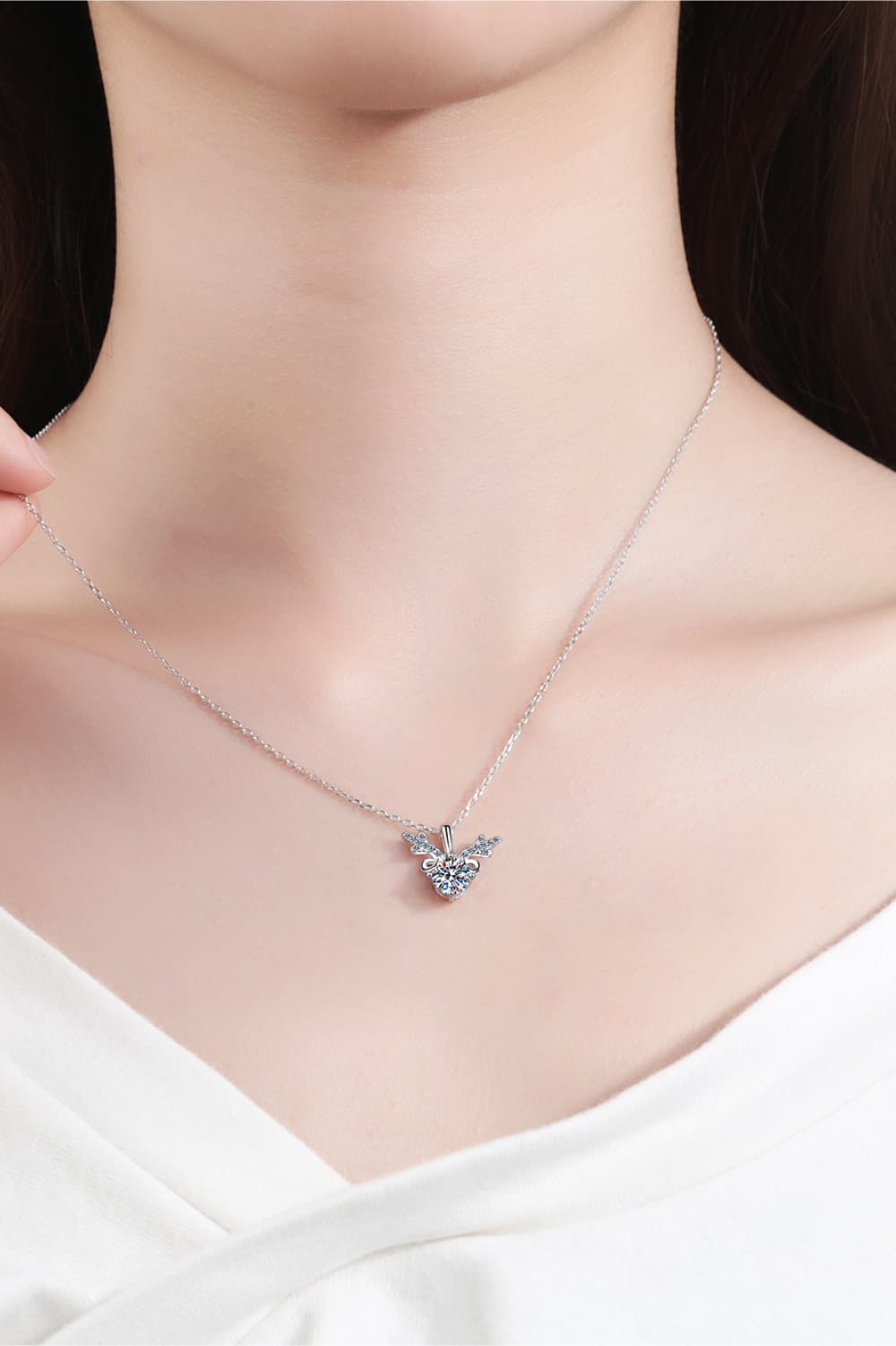 Deer Shape Moissanite Necklace & Sterling Silver Necklace