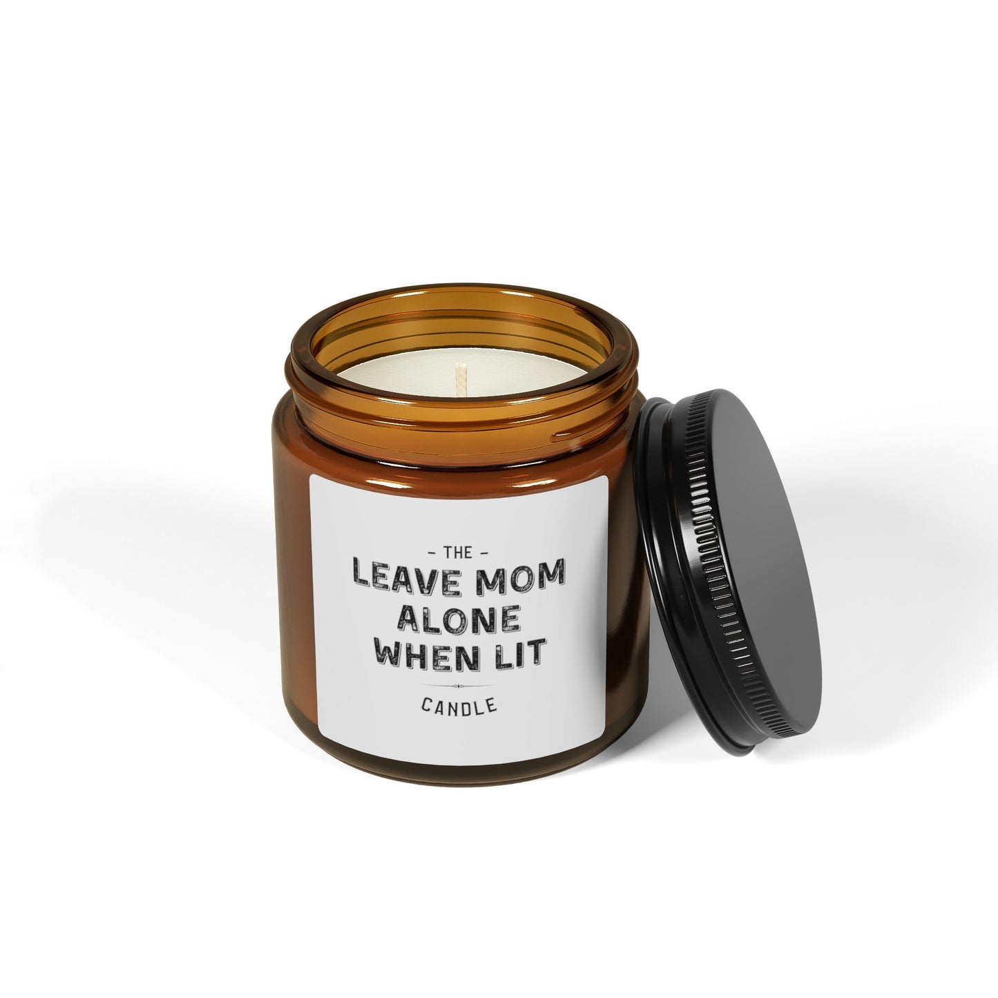 Leave Mom Alone When Lit, Scented Soy Candle (Multi-Size, Amber Jar)